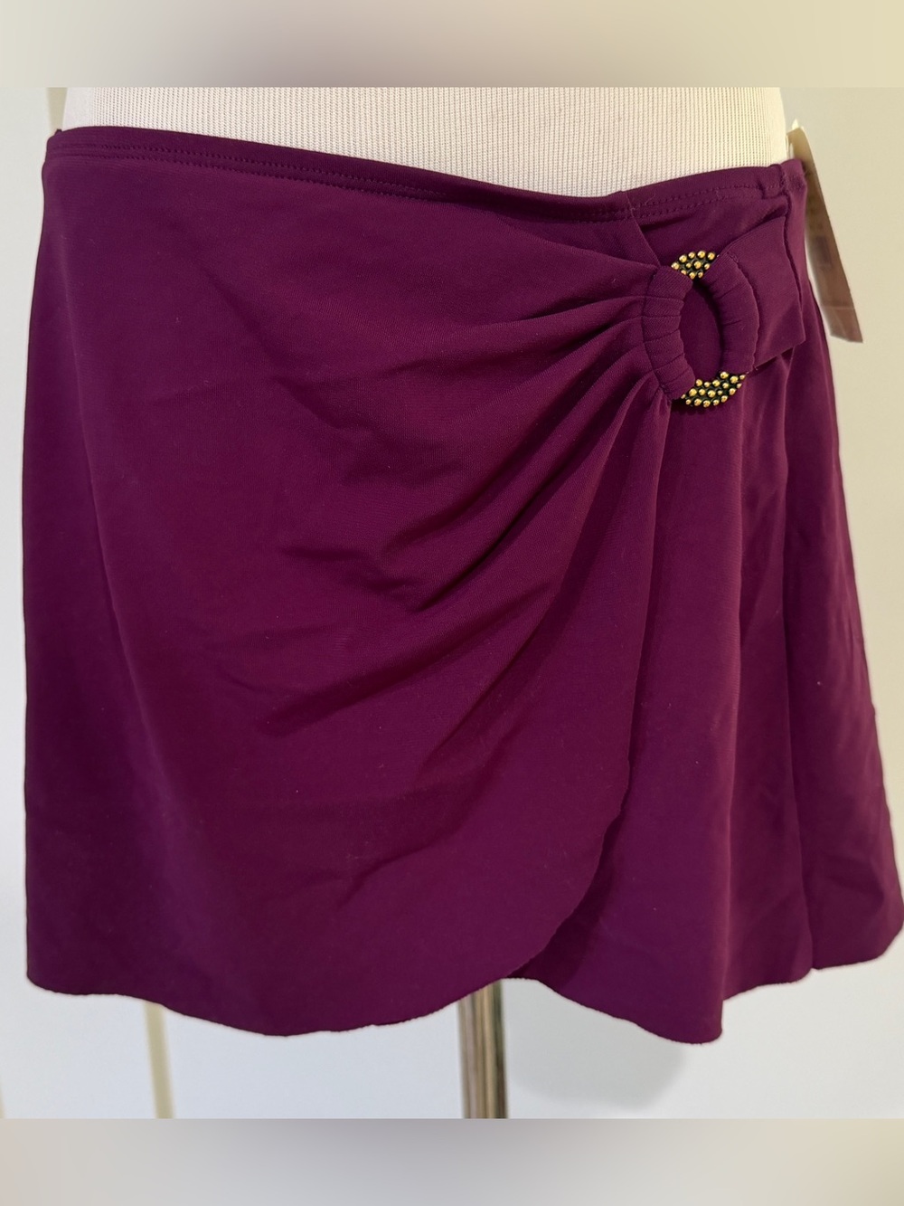 NWT Robin Piccone Plum Swim Skirt with Gold Ring Detail M